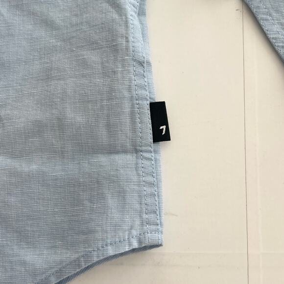 New 7 FOR ALL MANKIND Linen Blend Men’s SIZE XXL Long Sleeve Button Shirt Blue - Picture 5 of 10